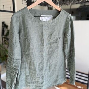 notPERFECTLINEN Sage Green Blouse